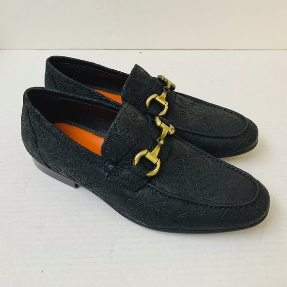 $150 Tallia Men Patrizio Bit Loafers Leather Black Embossed Embroidery Size 8.5M main image 10